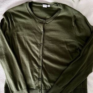 GAP Green Cardigan Sweater Classic Knit